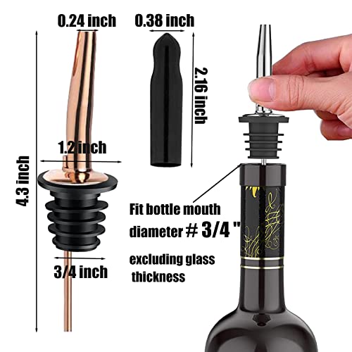 Image of Pafusen 24 Pack Liquor Bottle Pourers, Liquor Pour Spout for Liquor Bottles, Stainless Steel Olive oil Dispenser Spout, Alcohol Pourer Dust Caps Long Covers, Rose Gold