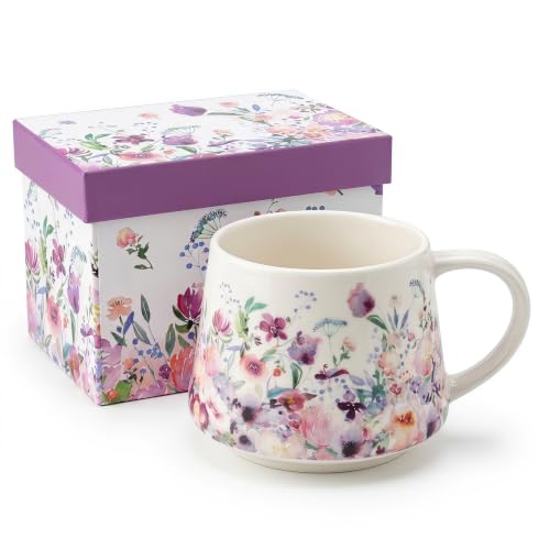 Mug floral de cerámica 12oz con caja de regalo miniatura 1