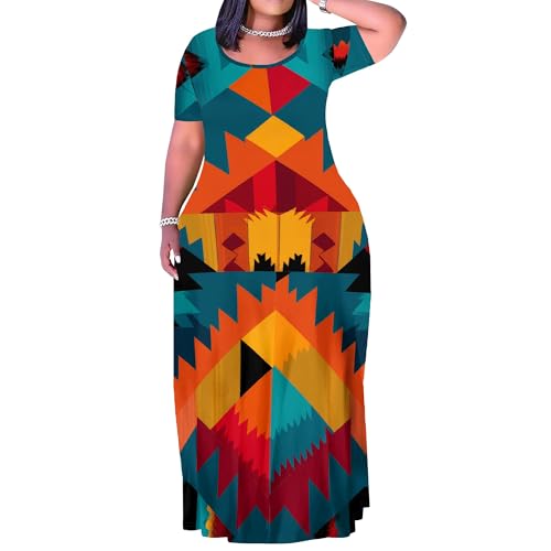 Image of PinkPatty Plus Size Maxi Dress for Women Summer Casual Short Sleeve Tshirt Dresses with Pockets (XL-6XL)