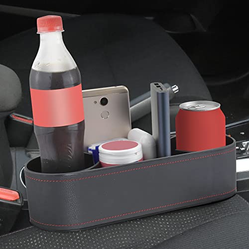Car Cup Holder Expander Organizer,Multifunctional Cup Drink Holders With Pu Leather Cover,Side Insert Center Console Seat Gap Filler Storage Box For Mug Bottle Cellphones Keys Coffee Coasters Cards #TOP2