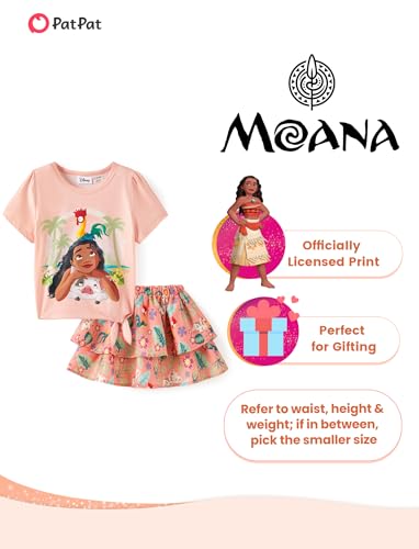 Image of Disney Frozen Elsa Stitch Minnie Princess Toddler Girls' T-Shirt & Double Ruffle Skirt 2 Piece Outfit Summer Clothes Set 2-9Y