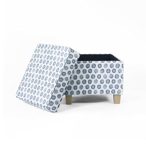 Image of HomePop 18 inch Classic Square Storage Ottoman - Green Medallion Ikat Print