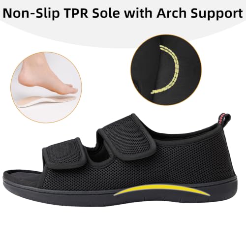 Image of Women's Slippers with Arch Support, Adjustable Open Toe Shoes for Diabetic