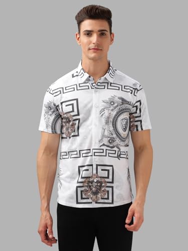 Image of BULLMER Trendy Regular Fit Printed Causal Half Sleeve Shirt for Men