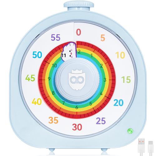 Image of Kids Timer with Rainbow Visual Disk, Rechargeable Timer for Classroom Office Kitchen with Magnetic Sticker, 60 Min /12Hr Silent Countdown Timers Management Tool for ADHD & Autism