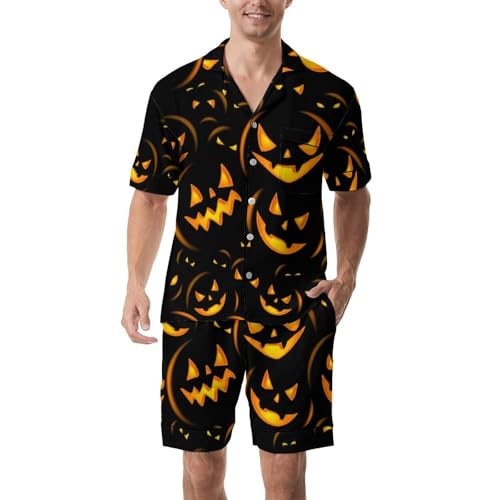 Men's Short Sleeve Pajama Set Colorful Butterfly Sleepwear Button-Down Pjs Sets Two-Pieces Loungewear with Pockets