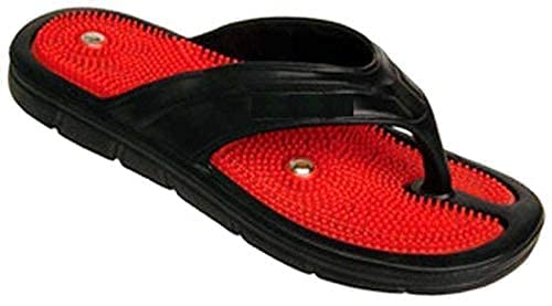 Image of acupressure & MAGNETIC SLIPPER RED And BLACK BLOOD CIRCULATION UNISEX For Men and Women (Size-8)