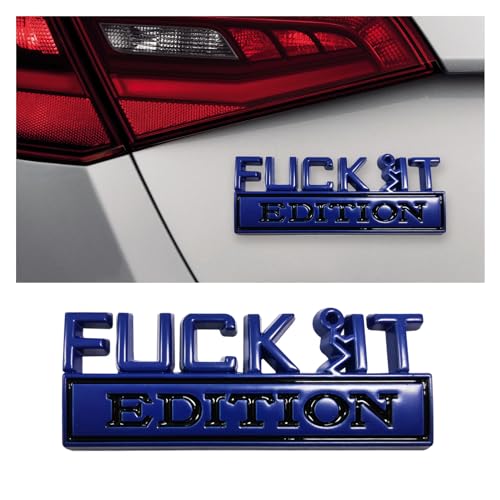 Image of Dickno Fuck It Edition Emblem for Car, Auto Fender Bumper Decoration Stickers, Vehicle 3D Side Fender Rear Trunk Decal Badge, Universal Exterior Accessories for Car (Blue & Black)