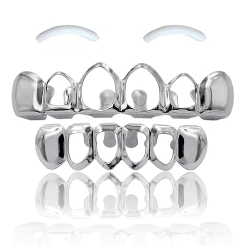 SSyang Hip Hop Teeth, Grills for Mouth Braces Decoration 18K with 2 Silicone Moldings Hip Hop Teeth