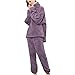 Schlafanzug Damen Zweiteilige Nachtwäsche Fleece Hausanzug Super Weich Plüsch Pyjamas Winter Warme Loungewear Langarm Pullover + Lang Hose Lockere Casual Flauschige Nachthemd Set