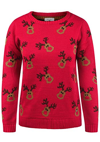 Preisvergleich Produktbild BlendShe Christel Damen Weihnachtspullover Winter Pullover Strickpullover Weihnachtspulli mit Rundhalsausschnitt, Größe:M, Farbe:Chinese Red (26021)