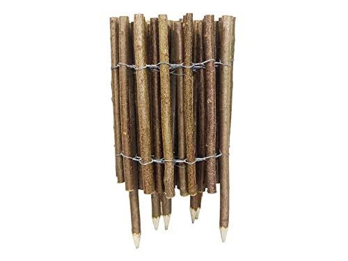 Clôture décorative - clôture de jardin - palissade/clôture en bois avec pénétration dans le sol/Bois de noisetier/Naturel H 50 cm (3-4 cm)