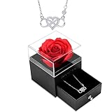 Women Rose and S925 Sterling Silver Love Infinity Heart Necklace Gift Set, Valentines Day Gifts For Her, Wife, Girlfriend, Mom, Birthday, Mother’s Day, Christmas, Anniversary, Thanksgiving