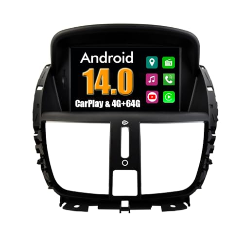 RoverOne Android Sistema Autoradio GPS para Peugeot 207 con Navegación Radio Estéreo Bluetooth USB CarPlay Multimedia WiFi