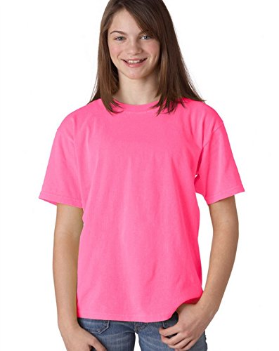 Chouinard 9018 Youth Garment-Dyed Ring-Spun Cotton Tee Neon Pink PgmDye Medium