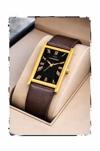 Image of CHARLIEKEEN Slim Analogue Watch, Black Dial, Leather Strap