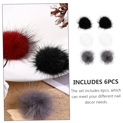 HONMEET 6 Peças Acessórios De De Unha DIY Artesanato Unhas Pom Decoração De Cabelo Preto Guarnição M