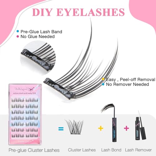 Image of MAYCREATE False Eyelashes, Lash Extensions Natural Pre-glued Cluster Lashes D Curl Individual Lash Extensions Anime Lashes for DIY Eyelash Extension