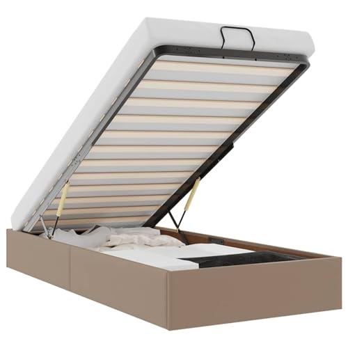 Fasba Ottoman-Bett ohne Matratze Cappuccino-Braun 90x190cm Kunstleder, Polsterbett Doppelbett Stilvolles Funktionsbett mit hydraulischem Stauraum3310778 – Bild 3