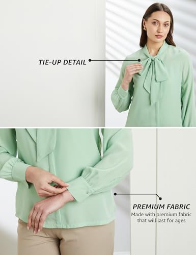 Image of Symbol Premium Women's Bow Tie Top (Regular Fit | Solid | Desk-to-Dinner) (Available in Plus Sizes)