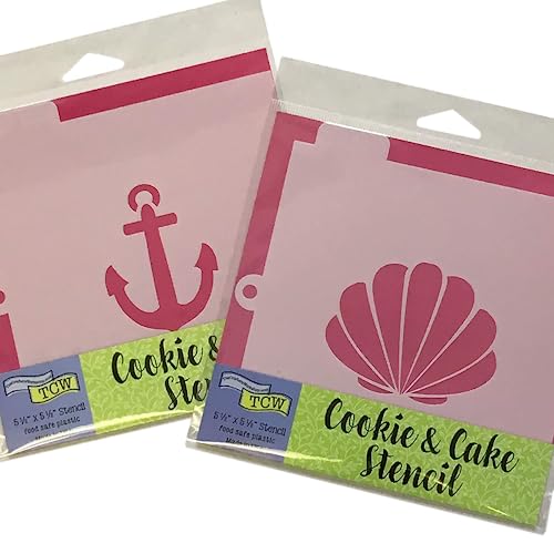 The Crafters Workshop Cookie Stencils for Decorating Cakes, Cupcakes, Beverages, Food Safe Reusable Templates, 10 Mil, 2 Pk, 5.5