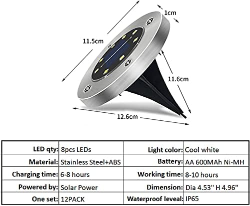OZS Upgraded Solar Ground Lights, Super Bright Solar Garden Lights Waterproof Landscape Lights, In-Ground Lights for Patio Pathway Lawn Garden Yard Driveway Walkway (12PK Cool White)