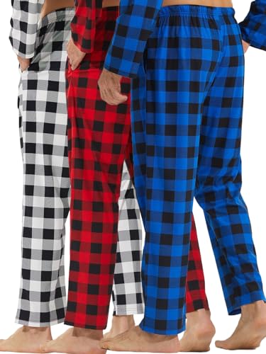 LANBAOSI Mens Pajama Pants Lightweight Soft Plaid Lounge Sleep Pants Sleepwear PJ Bottoms with Pockets3