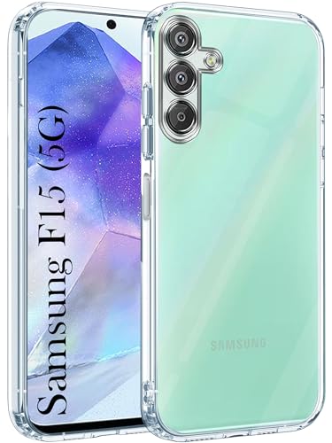 Image of Jkobi Back Cover for Samsung Galaxy F15 5G (Silicone Clear Shockproof Case with Camera Protection | Soft and Flexible | Transparent)