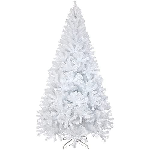 LOKIPA Árbol de Navidad blanco, árbol de Navidad artificial de 7 pies con 1600 puntas y soporte de metal para árbol de Navidad
