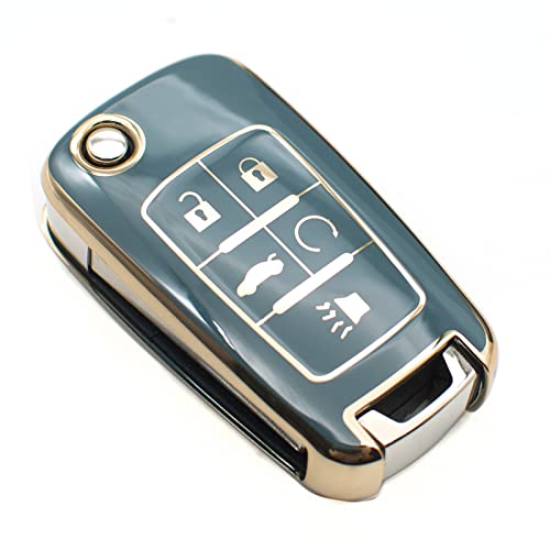 Coque de clé en TPU pour Chevrolet Flip 5 boutons gris étui protection