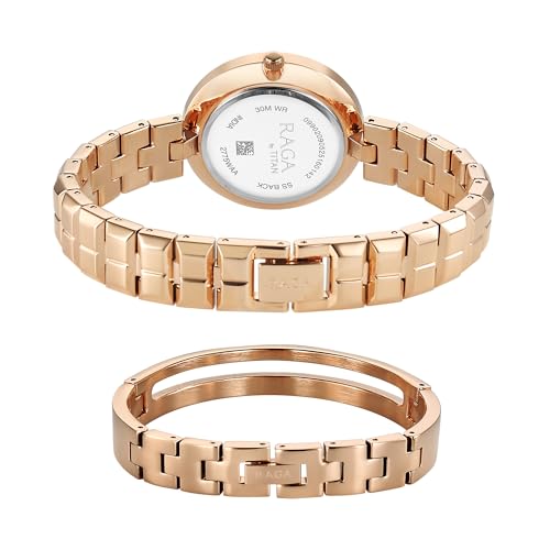 Image of Titan Raga Contempore Quartz Rose Gold Round Dial Men's Watch | Brass Solid Link Strap Material | Watches for Man | Watches for Men Analog - 2775WM01F
