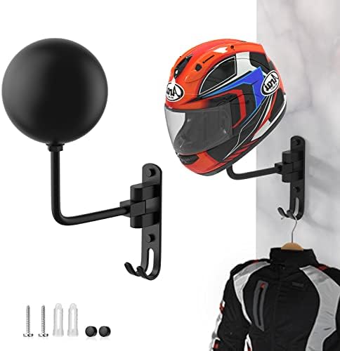 LIFXIZE Helmet Hanger Wall Mount 180° Swivel Helmet Holder for Motorcycle Bike Racing Outerwear Sports Gear