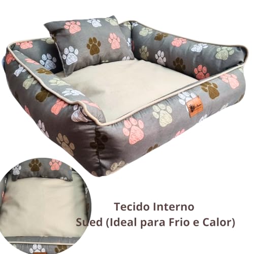 Cama para Cachorro e Gato, Quadrada, Caminha Pet, Luxo, Zíper e Enchimento Removível para Lavagem, S