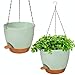 Blumentopf hängend Mit Bewässerungssystem,2er Set 20.5cm Blumenampel Plastik außen innen,Selbstbewässernd hängetopf für Pflanzen mit 3Hook für Innen Außen Decken Balkone Wanddekoration(Grün)