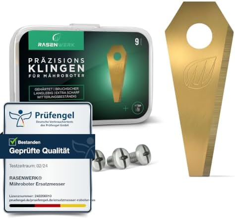 RASENWERK® - Hochwertige Mähroboter Messer mit passenden Schrauben - Universal Ersatzklingen Ersatzmesser für Bosch Indego - Titancarbid legierte Klingen - Rasenroboter Messerset –