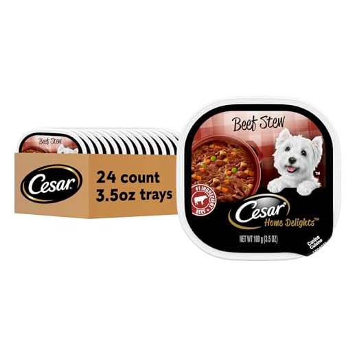 Cesar Home Delights Adult Wet Dog Food, Beef Stew Flavor, Wet Food for Dogs, 3.5 oz Tray, 24 Count