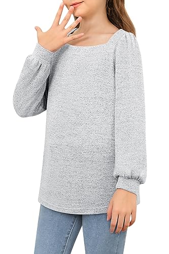BZB Girls Long Sleeve Shirts Casual Square Neck Tunic Tops Fall Winter Clothes 5-14 Years4