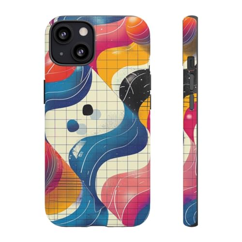 Coque iPhone 13 rigide mate multicolore motif abstrait géométrique