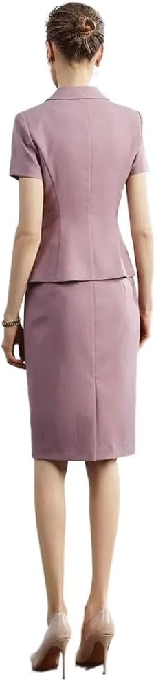 Vintage Queen Gray Formal Women's Suit Short Sleeve Dress Temperament Career OL
