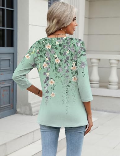 Image of Zeagoo 3 /4 Length Sleeve Womens Tops Casual V Neck Shirts Soft Basic Tees Business Work Blouses