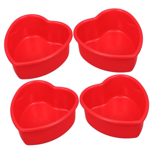 OFFIGAM 4個 ミニハート型シリコンケーキ型 ノンスティック耐熱ベーキングモールド 電子レンジオーブン冷凍庫対応 食品グレード素材で多用