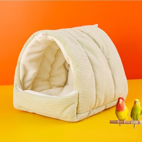 吊り下げる鳥暖かい巣箱 ハムスター ハウス ふわふわ家 ゲージ ハウス ドーム型冬用ペットベッド 小動物ハウス ハムスターハンモック 遊び場 寝床 オウム モルモット フェレット うさぎ ベッド ハウス 家 小屋 寝床 隠れ家 (グリーン,S 15*15c
