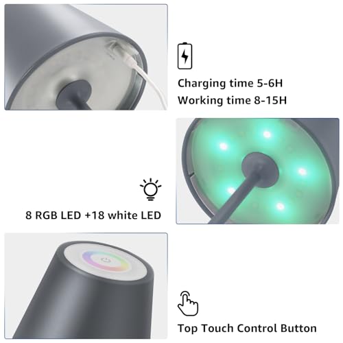 Kabellose LED-Tischleuchte von uuffoo für Innen- und Außenbereiche