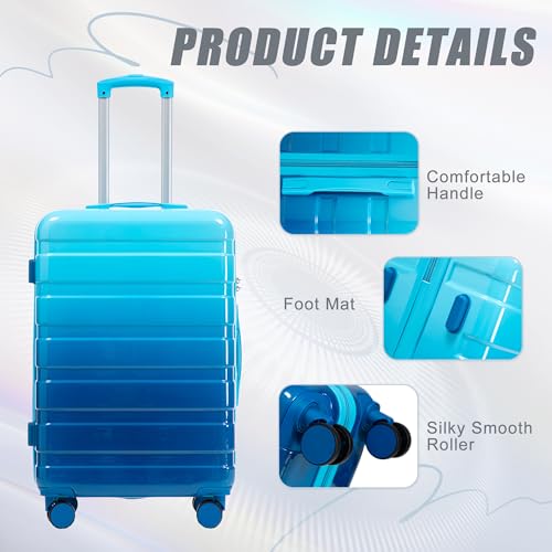 Image of 3 Luggage Sets, ABS Hardshell Suitcase Spinner Wheels with Lock