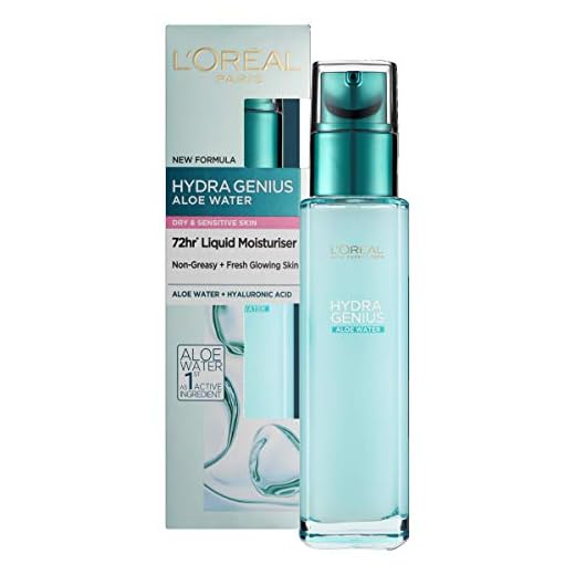L'Oreal Paris Hydra Genius hyaluronsyra + aloe flytande fuktgivande fuktighetskräm för torr till känslig hud, rehydrering och förstärkning 70 ml