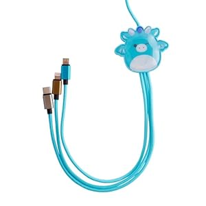 Squishmallows Tatiana 3-In-1 Charging Cable For iPhone, Samsung, Huawei, Sony and LG Phones. Includes A Micro-USB, A USB-C And A Lightning Connector Cable. Charge 3 Devices At Once. 1.2M Length
