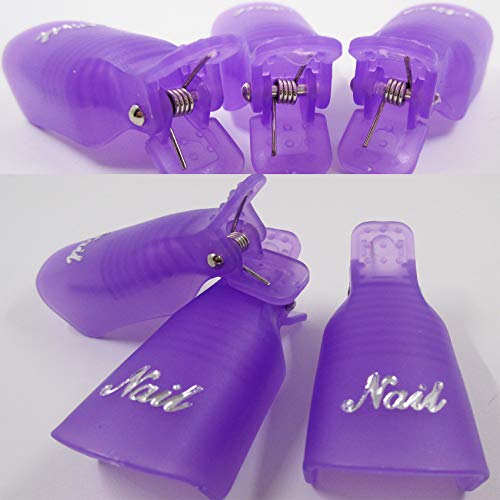 Nail Polish Remover Clips Tools Soak Off Caps Uv Gel Removal Manicure Fingernail Polish Clip Tools With Metal Cuticle Pusher Spoon Remover Pedicure Tool #TOP2