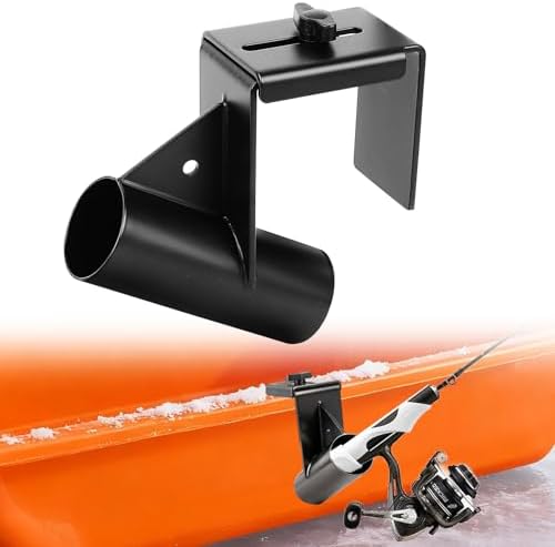 YIBOBO 2Pcs Upgraded Metal Ice Fishing Sled Rod Holder, Adjustable 1.9-3.7 Inch Sturdy Ice House Rod Holder, Heavy Duty Hands-Free Ice Fishing Pole Holder Gear Rack for Sled, Bucket