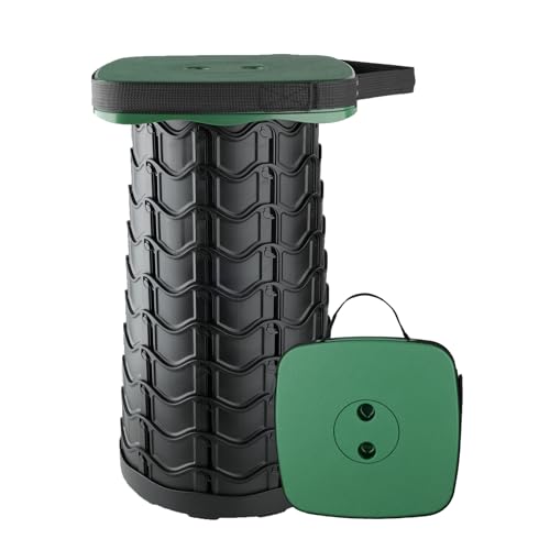 Image of Boreeman Collapsible Square Portable Stool - Lightweight Yet Sturdy With 400lbs Load Capacity, Upgraded Foldable for Camping, Fishing, Hiking, BBQ (Army Green)