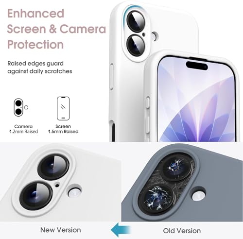 Image of DIZORO Compatible for iPhone 17 Case, Classic Liquid Silicone Mobile Phone Case,Integrated Camera Control Button,Anti-Scratch Soft Microfiber Lining - White
